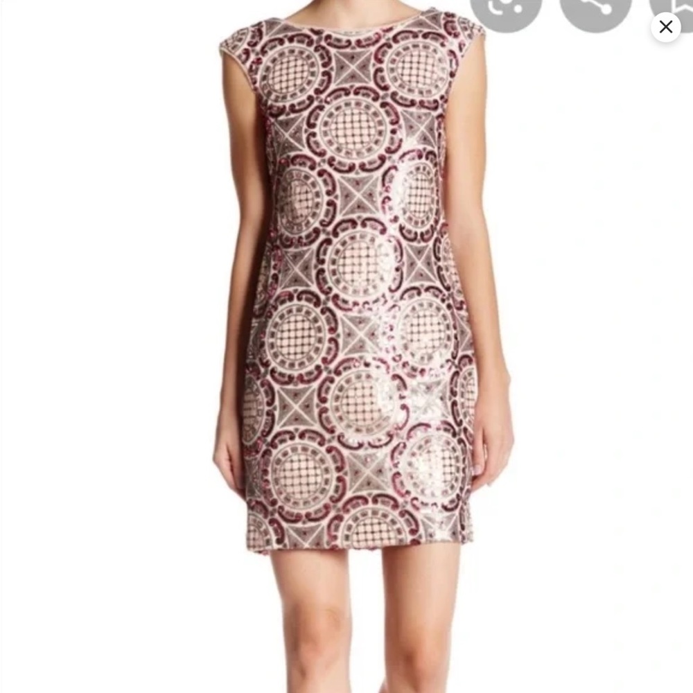 Nicole Miller, Geometric Sequin Bodycon, off-white, mini dress